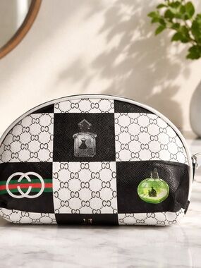 Black & White Checker Cosmetic Pouch
